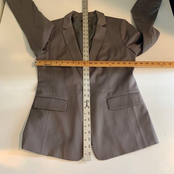 Ann Taylor Blazer Women 8 Taupe One Button Front Pockets Wool Blend Notch Career - Picture 7 of 12